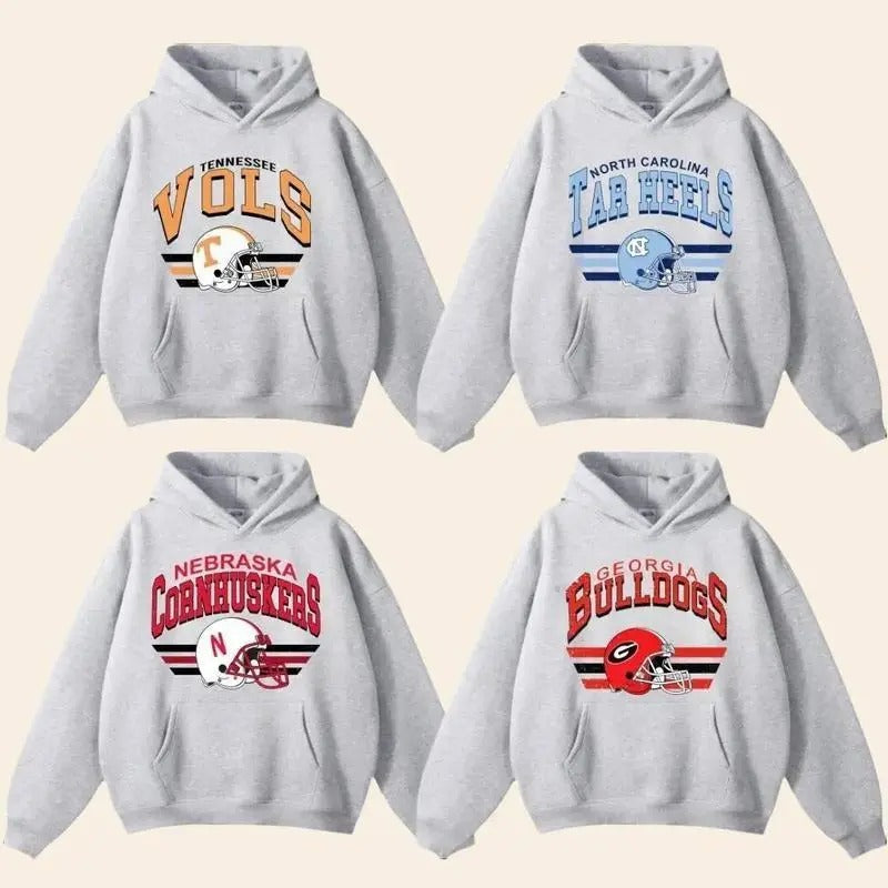 Vintage NCAA College Football Hoodie, New Retro Style Ash Hoodie, Vintage All Team NCAA College Hoodie Classic Cotton...