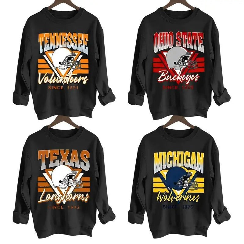 Vintage NCAA College Spiky hair fighters Team Sweatshirt, Unisex Black Sport Graphic Crewneck, Perfect Gift for Spiky...