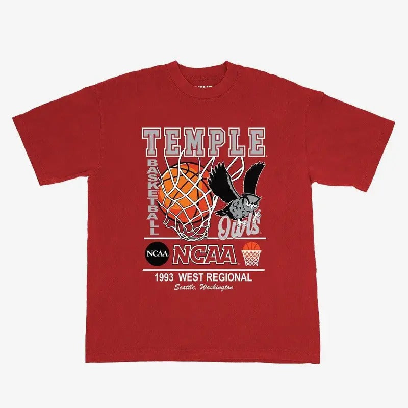 Vintage NCAA Temple Elite Heavyweight Tee Streetwear T-Shirt Cotton Menswear Unisex Classic Shirt Hoodie, Sweatshirt
