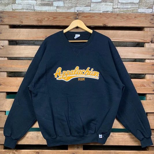 Vintage Ncaa Appalachian Mom Sweatshirt Appalachian Crewneck Jumper Appalachian Pullover Sweater Appalachian Mom Embroidery Logo Black