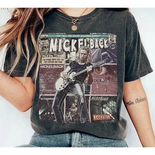 Vintage Nickelback Shirt, Nickelback Rock band unisex t-shirt, Comic Shirt, Retro 90s tee