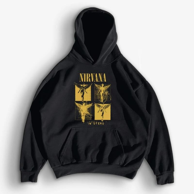 Vintage Niirvana T Shirt, 90's Rock Shirt, Grunge Rock Hoodie, Unisex Sweater Pullover Tee Sweatshirt | DripVista.com