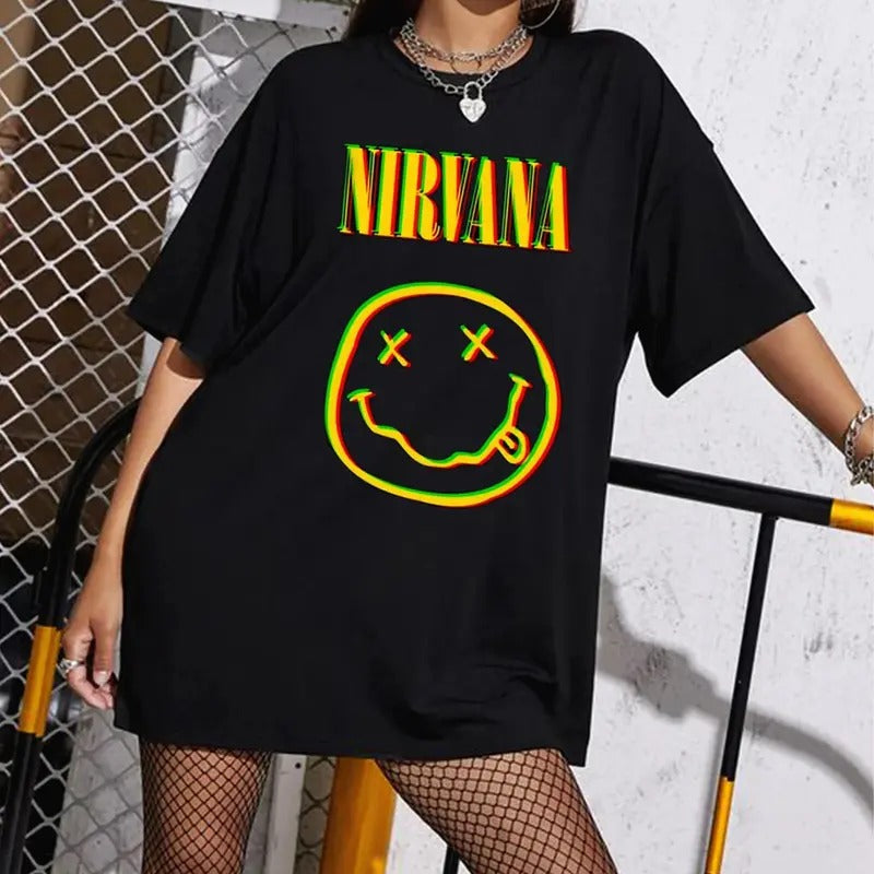 Vintage Nirvana Smiley Face T-Shirt, Vintage Nirvana Crewneck Sweatshirt, Nirvana Kurt Cobain Sweater, Nirvana Smile Face Sweatshirt, Nirvana Tour 90s Tee Shirt