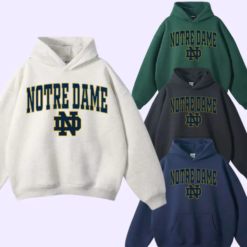 Vintage Notre Dame Fighting Irish Hoodie, Retro Crewneck College Football Logo Shirt, Indiana College Sweatshirt, Gitf For Fans