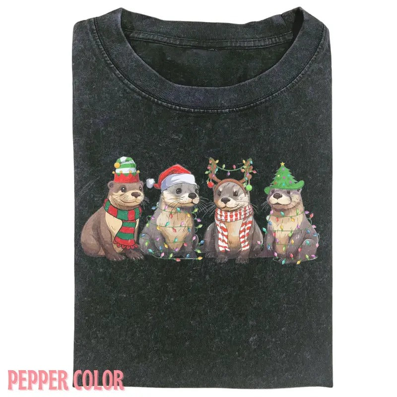 Vintage OTTERS CHRISTMAS LIGHTS  SHIRT, Funny graphic 90' Graphic tee Womenswear Top Hoodie, Sweatshirt | DripVista.com