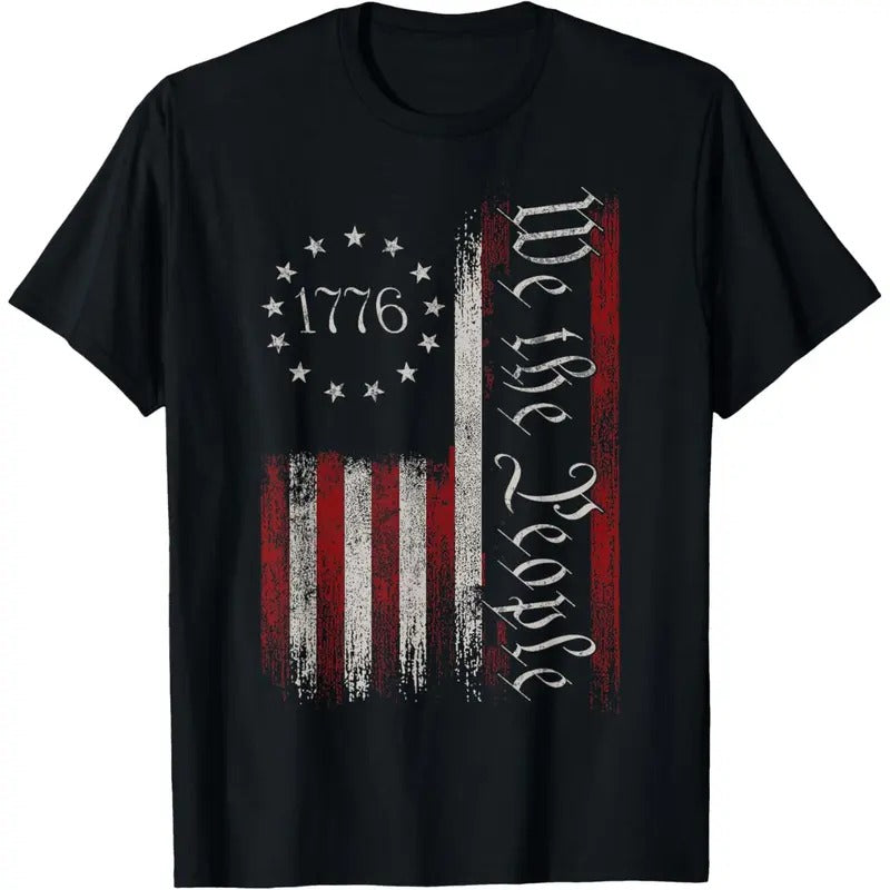 Vintage Old American Flag Patriotic 1776 We The People USA T-Shirt made in usa