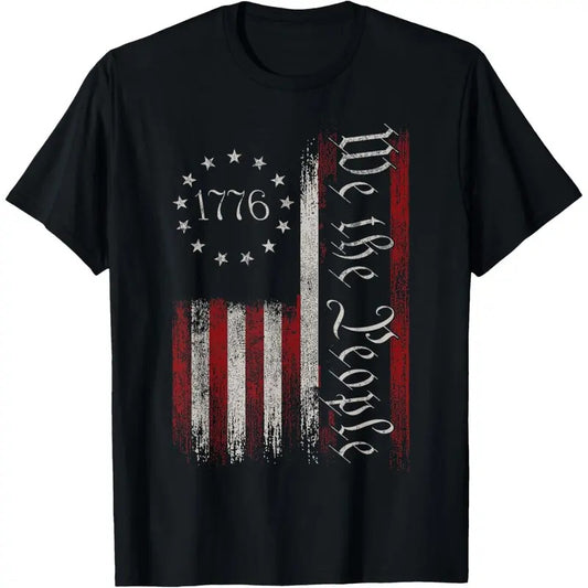 Vintage Old American Flag Patriotic 1776 We The People USA T-Shirt made in usa