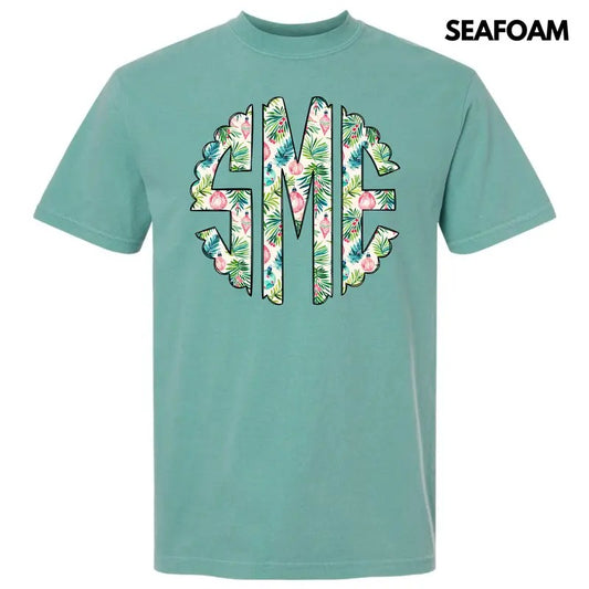 Vintage Ornaments Monogram Comfort Colors T-Shirt 'NLB'