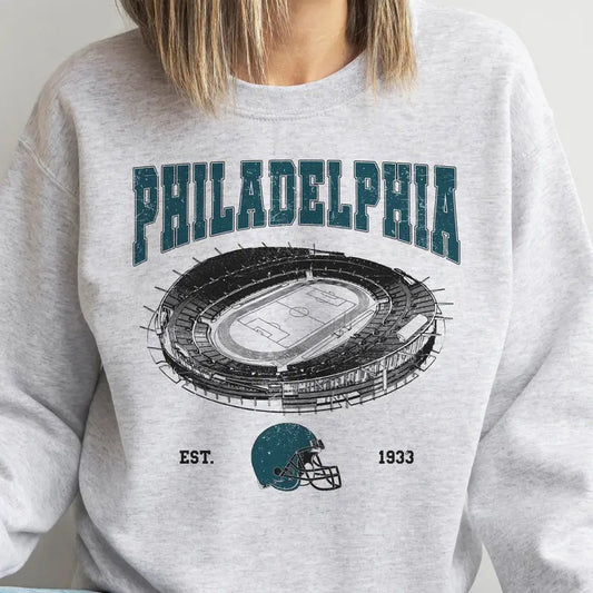 Vintage Philadelphia Fan Football Sweatshirts Philadelphia Home Field City Pullover Fanatic Football Fan Top Womens Casual Sports Sweatshirts