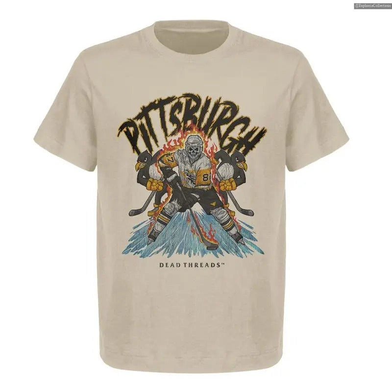 Vintage Pittsburgh Hockey Crew Neck T-Shirt, Gildan 5000 Heavy Cotton Tee for Men & Women, Ideal for Hockey Fans & Casual Wear , Global Trending Outfits style 02