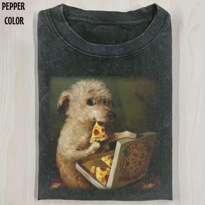 Vintage Pizz Lover T-Shirt for Women - Funny Dog Meme Graphic Tee - Streetwear, Tshirt Hoodie, Sweatshirt | DripVista.com