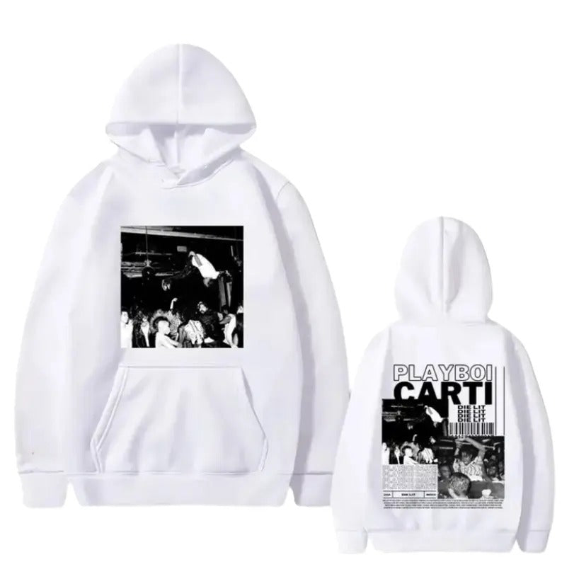 Vintage Playboi Carti Die Lit Hoodie, Hip-Hop Sweatshirt, Fleece Pullover Hoodie, Music Lover Apparel, Streetwear Hoodie,...