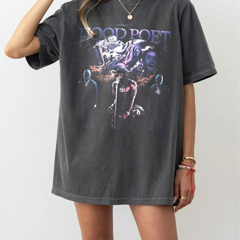 Vintage Polo G Shirt, Hood Poet Shirt The Wait Finally Over Shirt Drop Purple Hearts Gift For Woman and Man Unisex T-Shirt Rap Hip Hop Tee