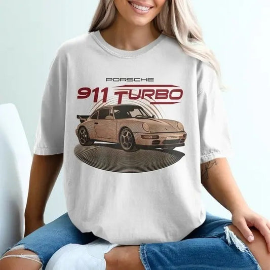 Vintage Porsche 911 Turbo T-Shirt, Retro Car Enthusiast Tee, Classic Sports Car Graphic Shirt for Men, Women, Car Lover Gift