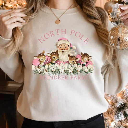 Vintage Reindeer Christmas Sweatshirt, Retro Style Christmas Sweatshirt, Vintage Christmas Sweatshirt, Reindeer Christmas Sweatshirt