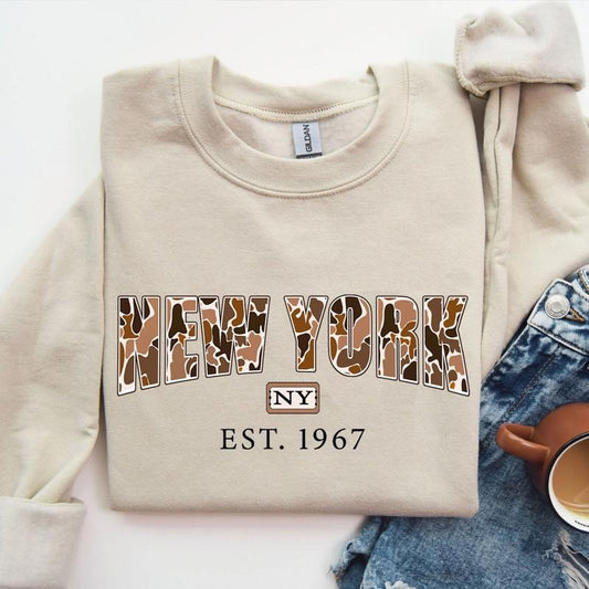 Vintage Retro New York Oldschool Camo Pattern Est.1967 Unisex Hoodie - Sweater - Shirt, Full Sizes, Full Colors