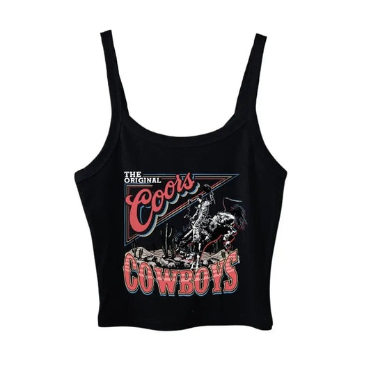 Vintage Rodeo Crop Tank, Country Cowgirl Shirt, Western Crop Top Cotton Fit