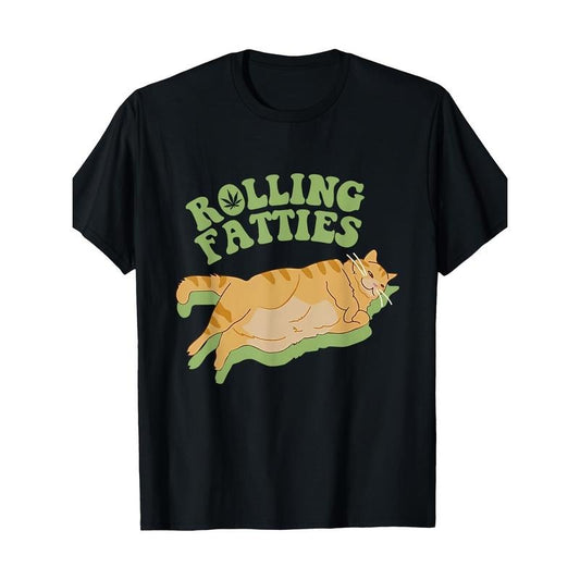 Vintage Rolling Fatties Cat Retro Kitty Kitten Meow T-Shirt100% Pure Cotton 220g  made in usa