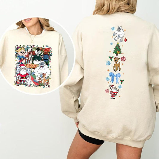 Vintage Rudolph Christmas Sweatshirt Hoodie T-shirt, Retro Christmas Shirt, Red Nosed Reindeer Sweatshirt, Cute Christmas Shirt, Rudolph Santa Sweatshirt