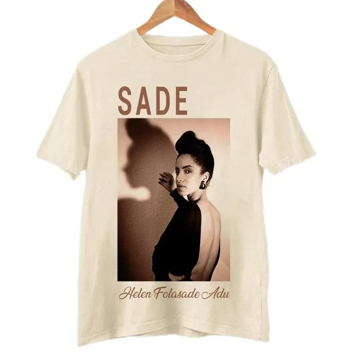 Vintage Sade Helen T-Shirt, Sade Adu Concert, Sade fans Music T-shirt Unisex Classic Collar Top Tee Cotton Tshirt