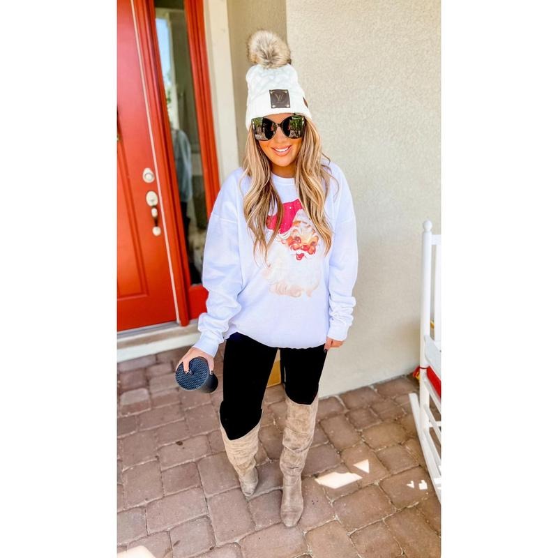 Vintage Santa Red Hat Graphic Sweatshirt