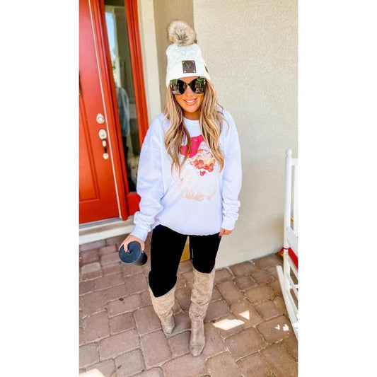 Vintage Santa Red Hat Graphic Sweatshirt