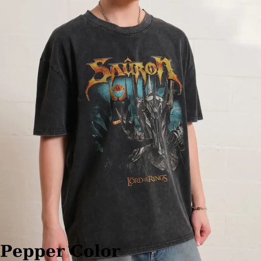 Vintage Sauron Graphic Tee - The Lord of The Rings Movie Shirt - Middle Earth - J.R.R. Tolkien - Mordor - Dark Lord - Men's Top - Menswear Hoodie Casual