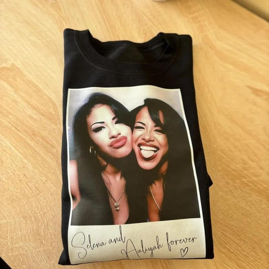 Vintage Selena and Aaliyah Shirt, Selena Shirt, Aaliyah Shirt, Aaliyah One in a Million Shirt, Aaliyah Merch, Aaliyah Hiphop Shirt, Aaliyah Graphic Tee, Hiphop Graphic Tee, Aaliyah RnB Singer, gift for fans, T-Shirts Crew Necks Prints Streetwear