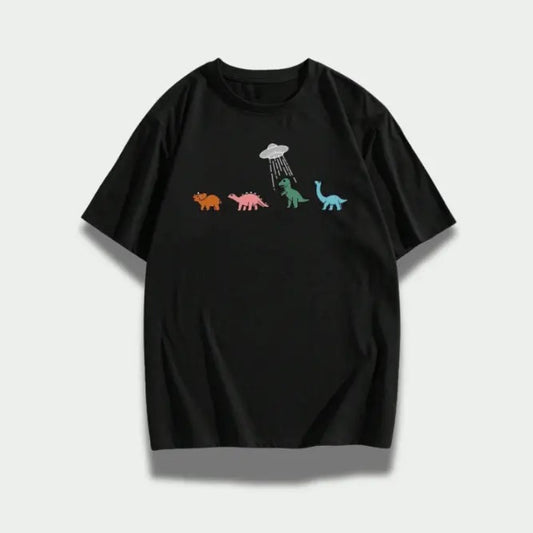 Vintage Street Life Men Cotton Cartoon Dinosaur Graphic Tee, Sweatshirt, Hoodie Gift For Women Top Womenswear Underwear Cotton T-Shirt Polyester