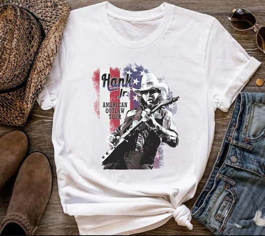 Vintage Style Hank Jr. Concert T-Shirt; Hank Williams Jr. Graphic Tee; Country Concert Tee