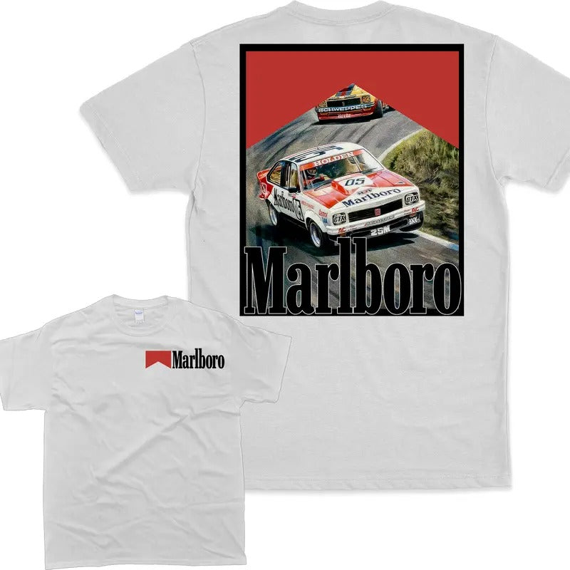Vintage-Style Marlboro Racing T-Shirt Womenswear Streetwear Fit Top Hoodie, Sweatshirt | DripVista.com