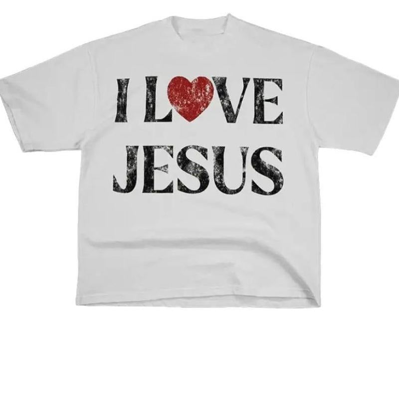 Vintage Swoosh Love Jesus Print Short Sleeve T-Shirt Menswear Top Underwear Tshirt Cotton Polyester,Women'WB shield...