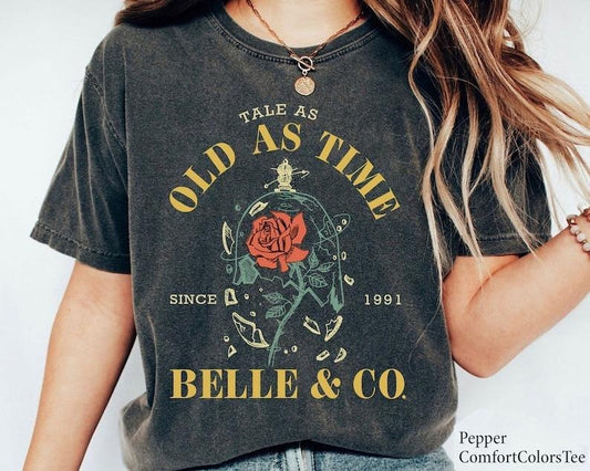 Vintage Tale As Old As Time Shirt, Beauty n The Beast Shirt, Beauty Belle Tshirt, Princess reads book, Bookish Shirt, Gift For Bookers, Books Merch