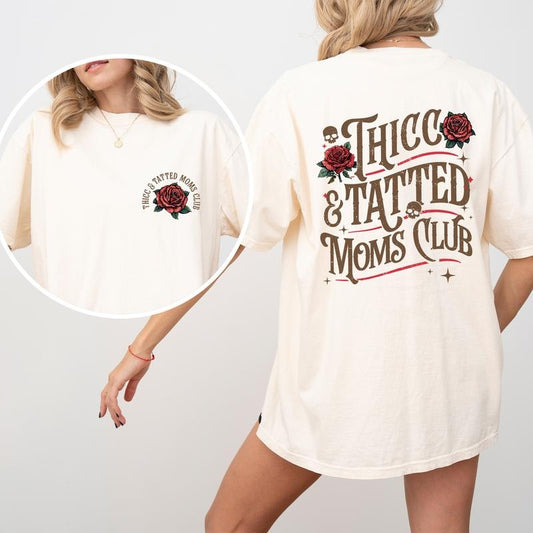 Vintage Thicc Tatted Moms Club Shirt Comfort Colors, Gothic Tattoo Tees for Mom, Retro Tattoos Are Trashy Sweatshirt, Tattooed Mama Tops,