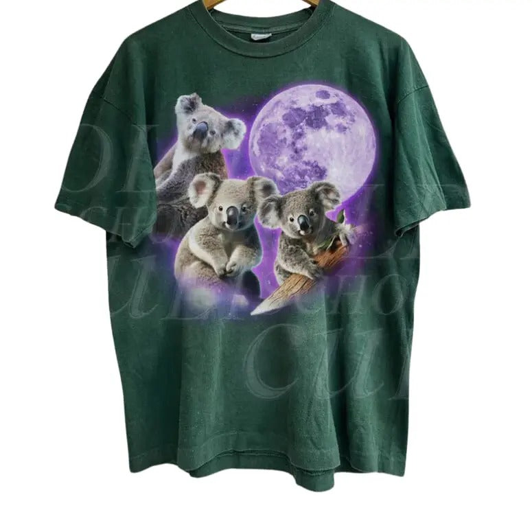 Vintage Three Koalas Graphic T-shirts, Funny Weird Shirts, Retro Cute Koala Tshirt, Meme, Wild Life Lovers,Oversized Y2k...