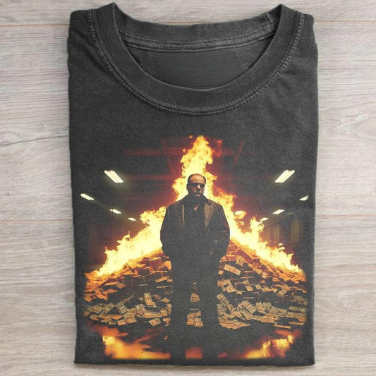 Vintage Toni Soprano Burning The Money Graphic Tee - The Sopranos Movie Shirt - Mafia Movie Tshirt - Iconic Movie Shirt Streetwear Casual Menswear Top