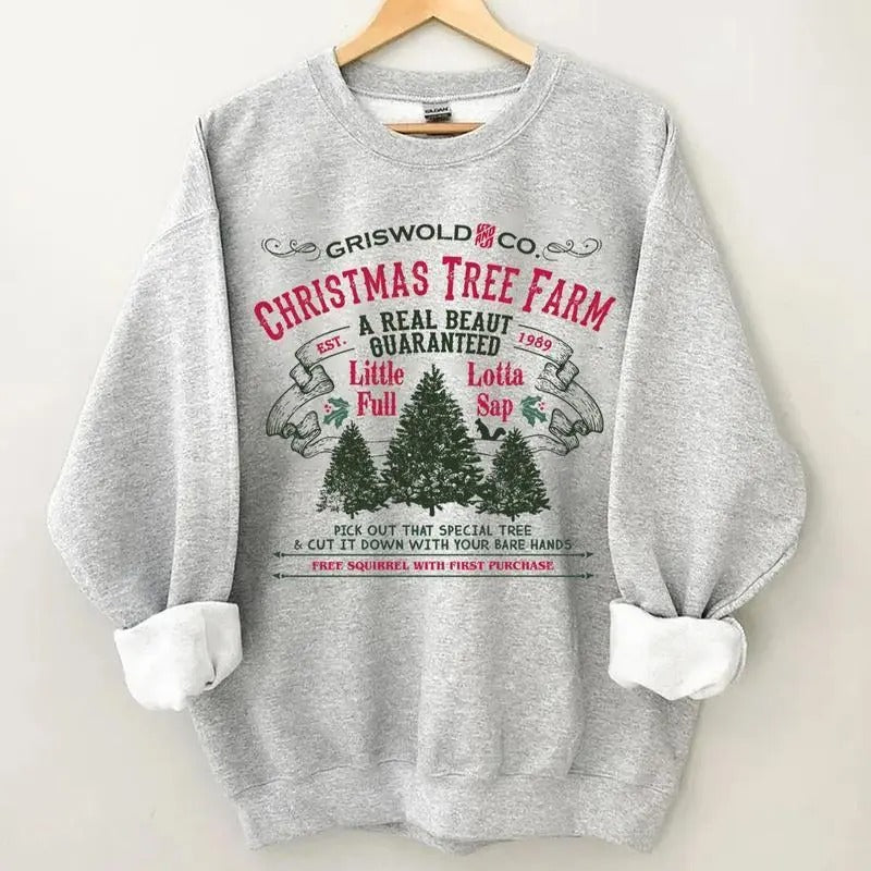 Vintage Tree Farm Christmas Sweatshirt, Christmas Movie Shirt, Men's Women's Xmas Crewneck, Winter Christmas Gift, Funny...