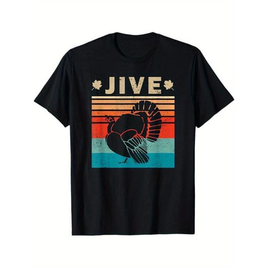 Vintage Turkey Jive Funny Thanksgiving Holiday Gift Family T - Shirt, Thanksgiving Gift, 100% Cotton, for Friends, S - XXXL, Black made in usa
