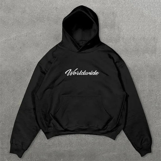 Vintage Unisex Move In Silence Graphic Oversized Hoodie vintage  shirts Cotton Menswear