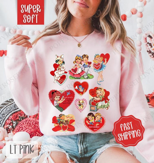 Vintage Valentines Sweatshirt, Valentine's Day Crewneck, Retro Valentine Women's Sweater valentine sweatshirt