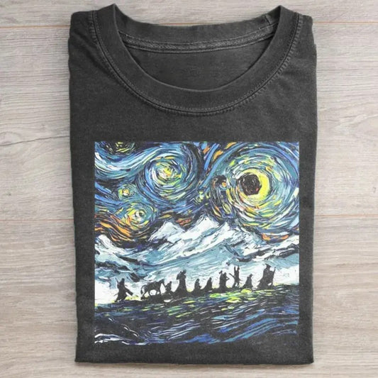 Vintage Van Gogh Never Met the Fellowship Graphic Tee - The Lord of The Rings Movie Shirt - Gandalf - JRRTolkien - Middle Earth - Men's Top - Menswear Hoodie Tshirt