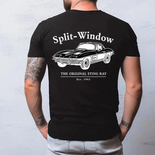Vintage Vibe 2 Sides Chevy Corvette 1963 Men's Cotton Tee Old School Tee Gift for Him Classic Car Casual Menswear