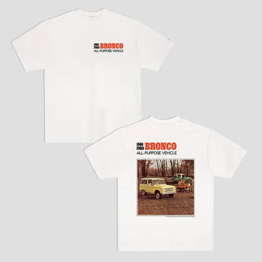 Vintage Vibe 2 Sides Ford Bronco 1966 Men's Cotton Tee Old School Ford Tee Gift for Him Classic Car Casual Menswear
