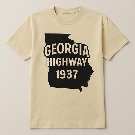 Vintage Vibes, Georgia Pride -Georgia Highway 1937 Shirt, Retro State Map Graphic Tee,  Gift for Travel & History Lovers Casual Classic