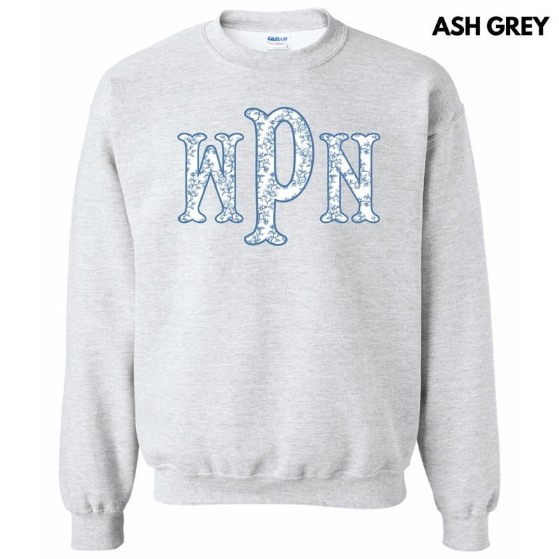 Vintage Vines Blue Monogram Sweatshirt 'NLB' T-Shirts, Hoodie | DripVista.com