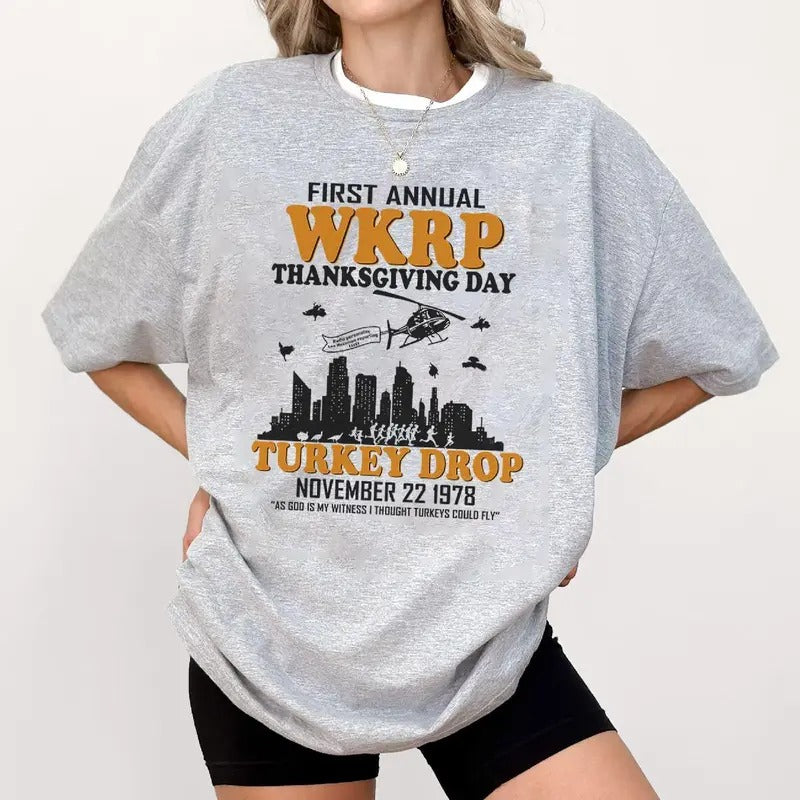 Vintage WKRP in Cincinnati Movie Tee, First Annual WKRP Thanksgiving Day Turkey Drop T-Shirt