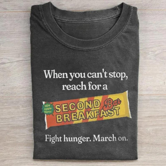 Vintage When You Can't Stop Reach for a Second Breakfast Bar Graphic Tee - The Lord of The Rings Movie Shirt - LOTR - Middle Earth - JRR Tolkien - Fantasy Ring - The Hobbits - Pippin - Merry - Funny Quotes Menswear Man