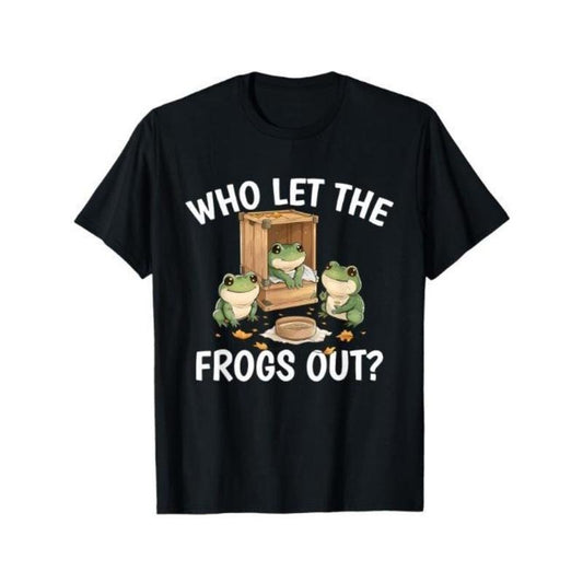 Vintage Who Let The Frogs Out? Outfit For Kawaii Frog Lovers T-Shirt Comfortable leisure sports Halloween Christmas gift Made In USA