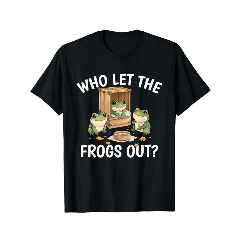 Vintage Who Let The Frogs Out? Outfit For Kawaii Frog Lovers T-Shirt Comfortable leisure sports Halloween Christmas gift...