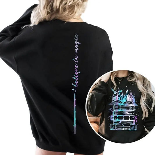 Vintage Wizard Hogwarts Sweatshirt, HP Shirt, Wizard Castle Book 2 Sides Shirt, Wizard School Womenswear